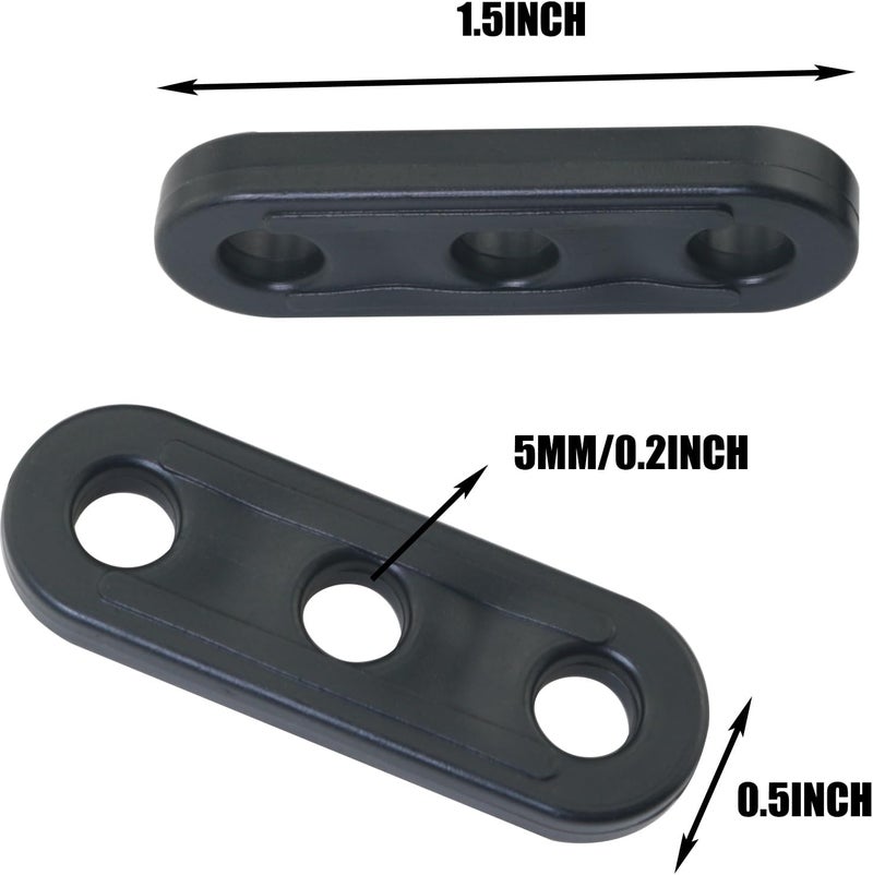 MEETOOT 40PCS Black Plastic 3 Hole Tent Line Adjustment Tab 4-5mm Width Rope Tension Adjuster Outdoor Camping Hiking Picnic Rope Buckle Fastener Suitable for Canopies - Image 2